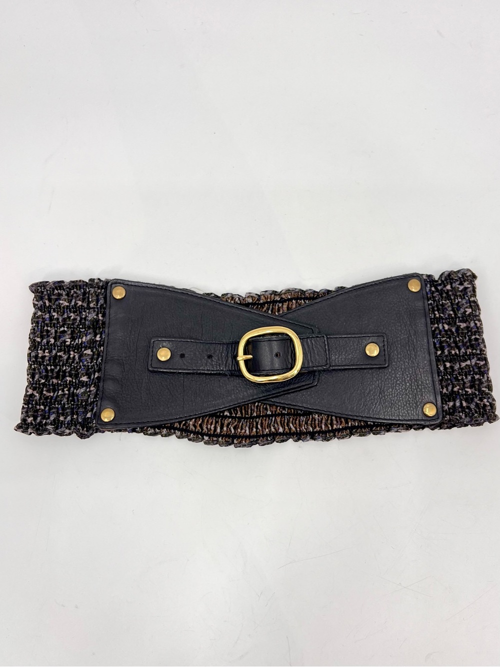 Maison Mayle La Feminine large belt smoked black leather buckle